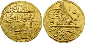 OTTOMAN EMPIRE. Mahmud I (AH 1143-1168 / 1730-1754 AD). GOLD Zeri Mahbub. Islambol (Istanbul). Dated AH 1143 (1730 AD).