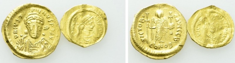 2 Byzantine Gold Coins. 

Obv: .
Rev: .

. 

Condition: See picture.

W...