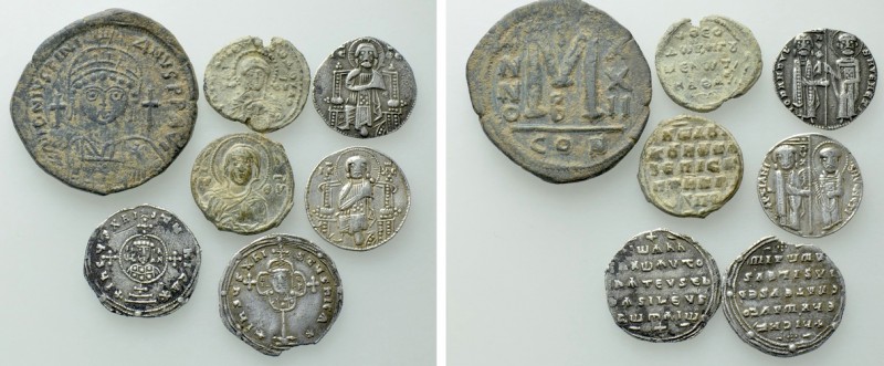 7 Byzantine and Medieval Coins and Seals. 

Obv: .
Rev: .

. 

Condition:...
