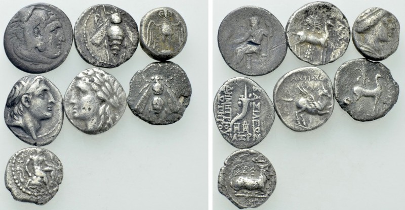 7 Greek Silver Coins. 

Obv: .
Rev: .

. 

Condition: See picture.

Wei...