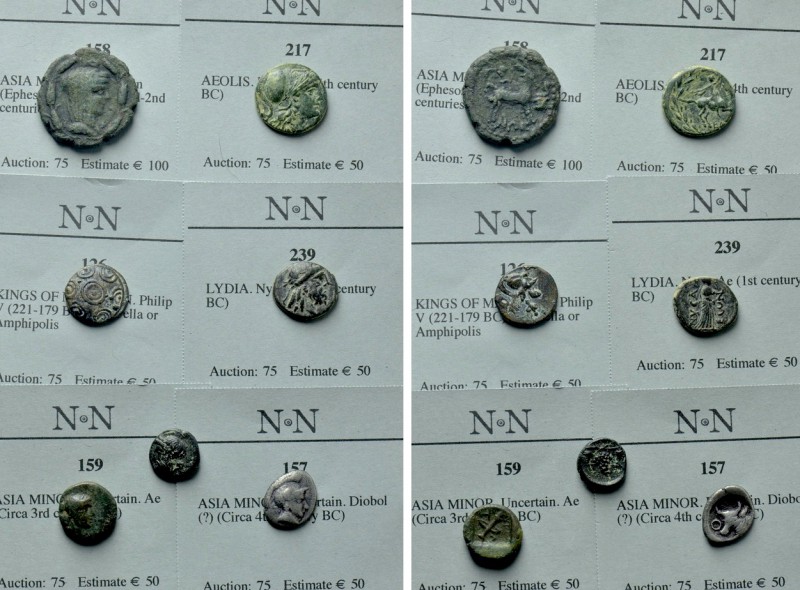 7 Greek Coins. 

Obv: .
Rev: .

. 

Condition: See picture.

Weight: g....