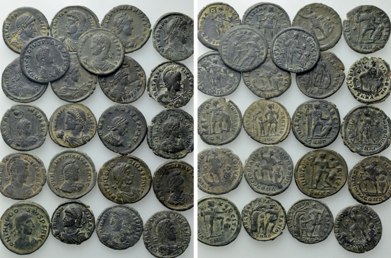 22 Late Roman Coins. 

Obv: .
Rev: .

. 

Condition: See picture.

Weig...