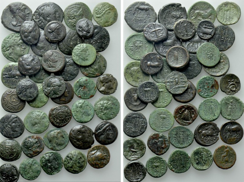 Circa 40 Greek Coins. 

Obv: .
Rev: .

. 

Condition: See picture.

Wei...