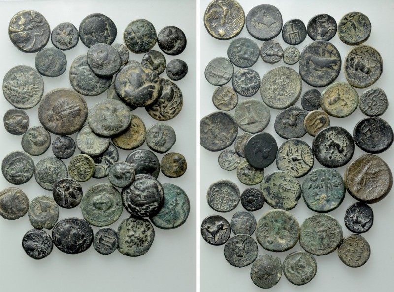 Circa 42 Greek Coins. 

Obv: .
Rev: .

. 

Condition: See picture.

Wei...
