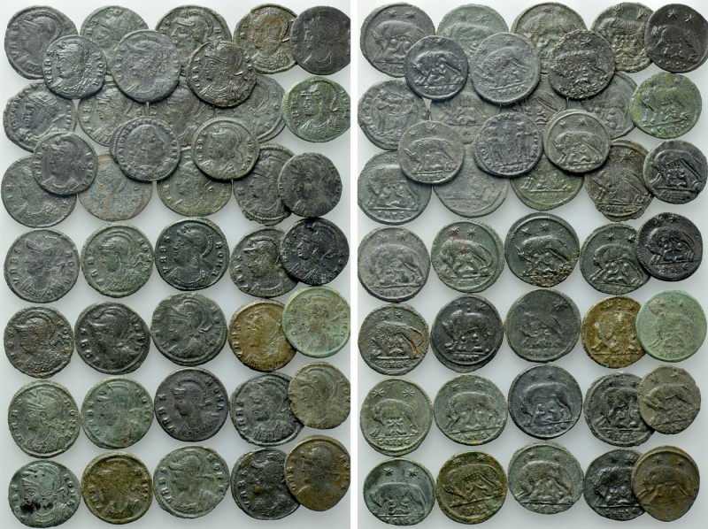 Circa 42 Late Roman Coins; Mostly URBS ROMA. 

Obv: .
Rev: .

. 

Conditi...