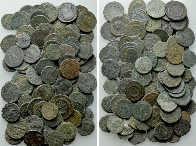 Circa 90 Roman Coins. 

Obv: .
Rev: .

. 

Condition: See picture.

Wei...