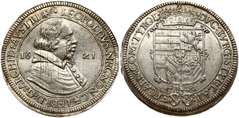 Austria, Tyrol. Leopold V (1619-1625). Taler 1621. Silver 28.29 g. KM 264, Dav 3...