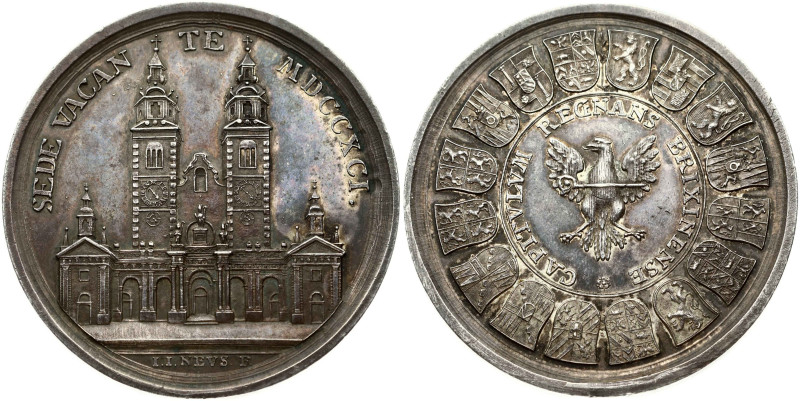 Holy Roman Empire, Brixen. Medal Sede Vacante 1791, by J. J. Neuss. Silver 51 mm...
