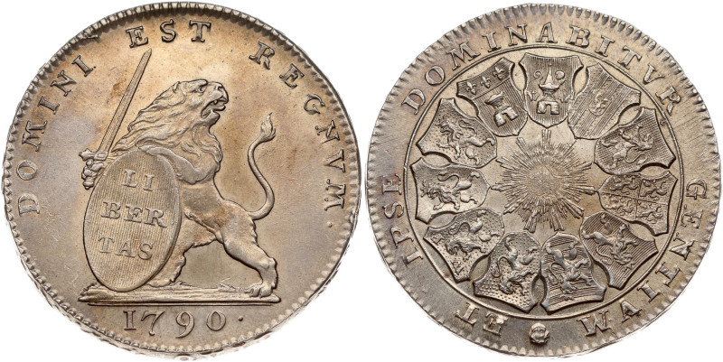 Austrian Netherlands. 3 Florins 1790, Insurrection Coinage. Silver 32.67 g. KM 5...