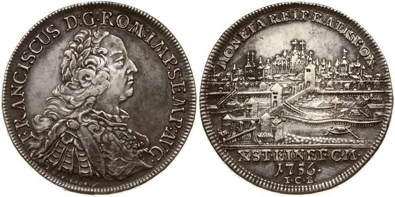 Germany, Regensburg. Taler 1756 ICB. Silver 27.83 g. Mount removed. KM-372