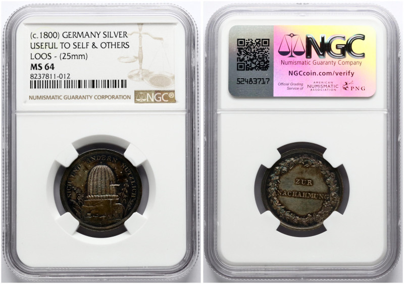Germany. Medal ND (around 1800) (v. F.Loos). Beehive on a Stone Block SICH UND A...