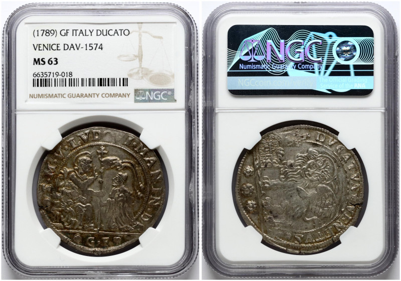 Italy, Venice. Ludovico Manin (1789-1797). 1 Ducato ND (1789) GF. Silver. KM-746...