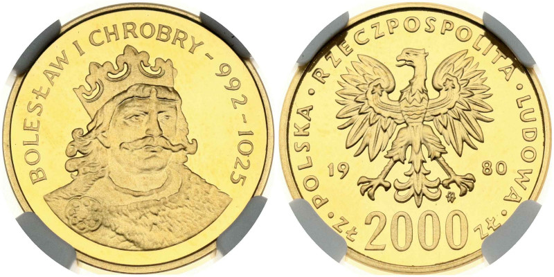 Poland 2000 ZLotych 1980 MW Boleslaw I Chrobry. Mintage 2500 pcs. Gold .900, 8.0...