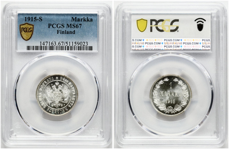 Russia For Finland. Nicholas II (1894-1917). 1 Markka 1915 S. Silver. Bitkin 401...