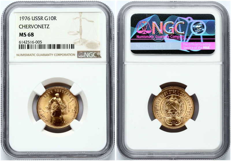 Russia, USSR. Chervonets 1976. Gold .900, 8.60g. Y-85. NGC MS 68