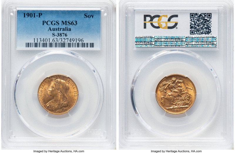 Victoria gold Sovereign 1901-P MS63 PCGS, Perth mint, KM13, S-3876. HID098012420...