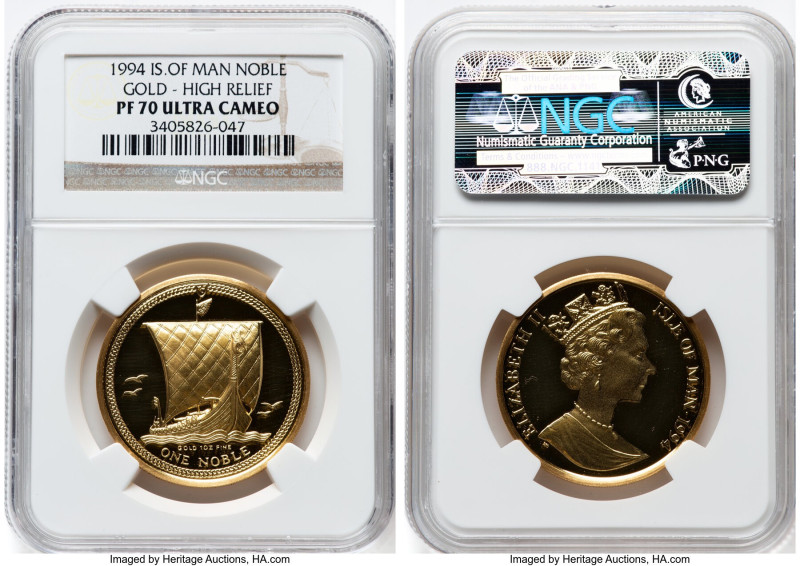 British Dependency. Elizabeth II gold High Relief Proof Noble 1994 PR70 Ultra Ca...