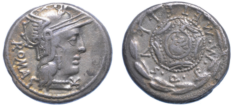 CAECILIA.

M. Caecilius Q.f. Q.n. Metellus, 127 a.C. Denario.

Testa di Roma...