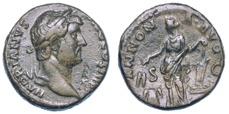 ADRIANO, 117-138.

Asse, anni 134-138. Roma.

Testa laureata a d. R/ L'Annon...