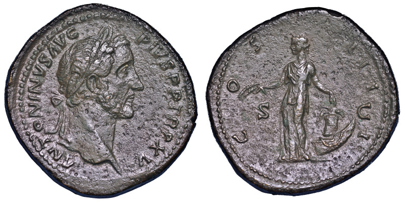 ANTONINO PIO, 138-161.

Sesterzio.

Testa laureata a d. R/ L'Abbondanza stan...
