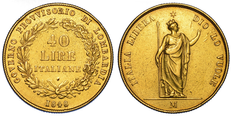MILANO. GOVERNO PROVVISORIO DI LOMBARDIA, 1848.

40 Lire 1848.

Nel campo va...