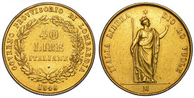 MILANO. GOVERNO PROVVISORIO DI LOMBARDIA, 1848. 40 Lire 1848.