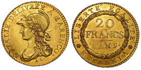 TORINO. REPUBBLICA SUBALPINA, 1800-1802. 20 Franchi A. 9.