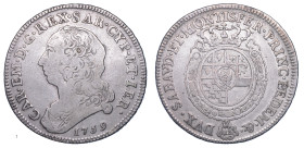REGNO DI SARDEGNA. CARLO EMANUELE III DI SAVOIA, 1755-1773 (II periodo). Mezzo scudo nuovo 1759.