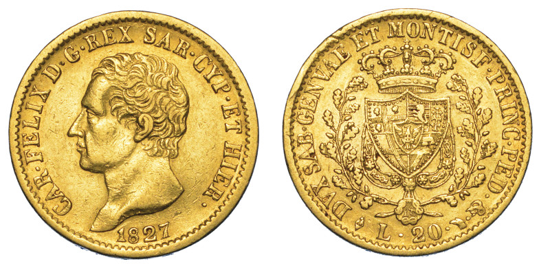 REGNO DI SARDEGNA. CARLO FELICE DI SAVOIA, 1821-1831.

20 Lire 1827. Torino.
...