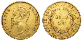 RE ELETTO. VITTORIO EMANUELE II DI SAVOIA, 1859-1861. 10 Lire 1860. Bologna.
