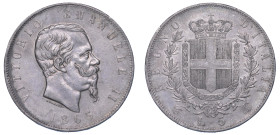 REGNO D'ITALIA. VITTORIO EMANUELE II DI SAVOIA, 1861-1878. 5 Lire 1865. Torino.