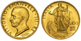 REGNO D'ITALIA. VITTORIO EMANUELE III DI SAVOIA, 1900-1946. 100 lire 1933/A. XI. Italia su prora.