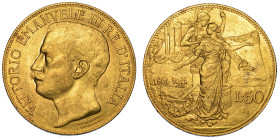 REGNO D'ITALIA. VITTORIO EMANUELE III DI SAVOIA, 1900-1946. 50 Lire 1911. Cinquantenario.