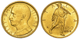 REGNO D'ITALIA. VITTORIO EMANUELE III DI SAVOIA, 1900-1946. 50 lire 1931/A. X. Littore.