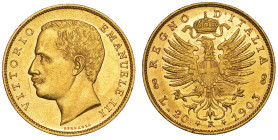 REGNO D'ITALIA. VITTORIO EMANUELE III DI SAVOIA, 1900-1946. 20 Lire 1903. Aquila.