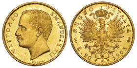 REGNO D'ITALIA. VITTORIO EMANUELE III DI SAVOIA, 1900-1946. 20 Lire 1905. Aquila.