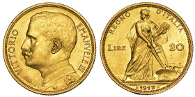 REGNO D'ITALIA. VITTORIO EMANUELE III DI SAVOIA, 1900-1946. 20 Lire 1912. Aratrice.