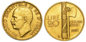 REGNO D'ITALIA. VITTORIO EMANUELE III DI SAVOIA, 1900-1946. 20 Lire 1923. Fascetto.