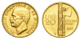 REGNO D'ITALIA. VITTORIO EMANUELE III DI SAVOIA, 1900-1946. 20 Lire 1923. Fascetto.