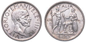REGNO D'ITALIA. VITTORIO EMANUELE III DI SAVOIA, 1900-1946. 20 Lire 1927/A. VI. Littore.