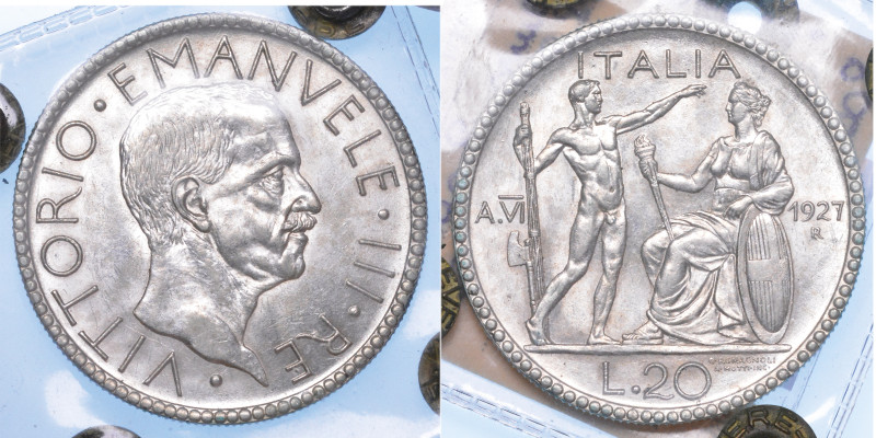 REGNO D'ITALIA. VITTORIO EMANUELE III DI SAVOIA, 1900-1946.

20 Lire 1927/A. V...