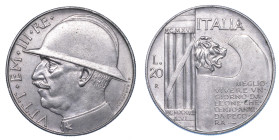 REGNO D'ITALIA. VITTORIO EMANUELE III DI SAVOIA, 1900-1946. 20 Lire 1928/A. VI. Elmetto.