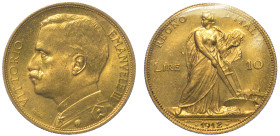 REGNO D'ITALIA. VITTORIO EMANUELE III DI SAVOIA, 1900-1946. 10 Lire 1912. Aratrice.