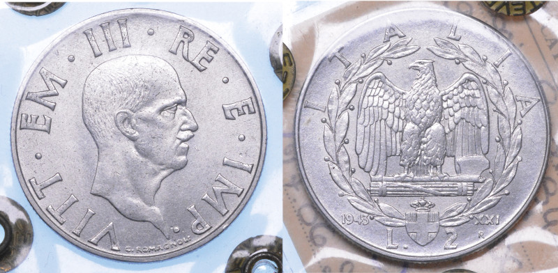 REGNO D'ITALIA. VITTORIO EMANUELE III DI SAVOIA, 1900-1946.

2 Lire 1943. Impe...