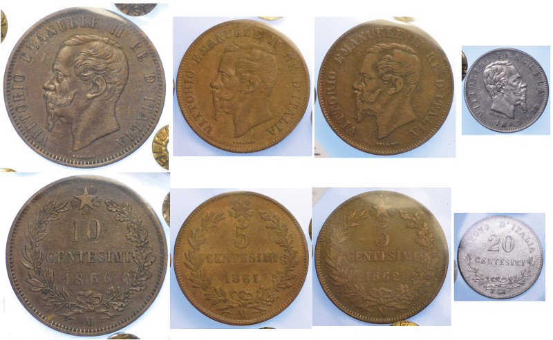 REGNO D’ITALIA. VITTORIO EMANUELE II DI SAVOIA, 1861-1878. Lotto di quattro mone...