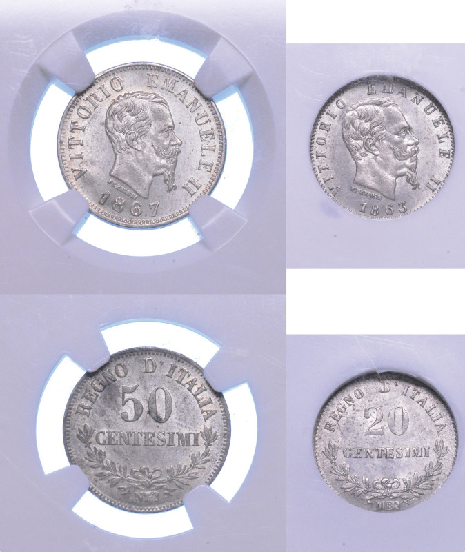 REGNO D’ITALIA. VITTORIO EMANUELE II DI SAVOIA, 1861-1878. Lotto di due monete....