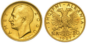 ALBANIA. AHMED ZOGU PRESIDENTE, 1925-1928. 20 Franga 1927.