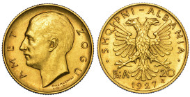 ALBANIA. AHMED ZOGU PRESIDENTE, 1925-1928. 20 Franga 1927.