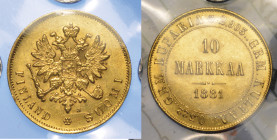 FINLANDIA - OCCUPAZIONE RUSSA. ALEKSANDR III, 1881-1894. 10 Marchi 1881. Helsinki.