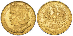 POLONIA. REPUBBLICA, 1919-1939. 20 Zlotych 1925. Varsavia. Commemorazione del 900° anniversario della fondazione della Polonia.